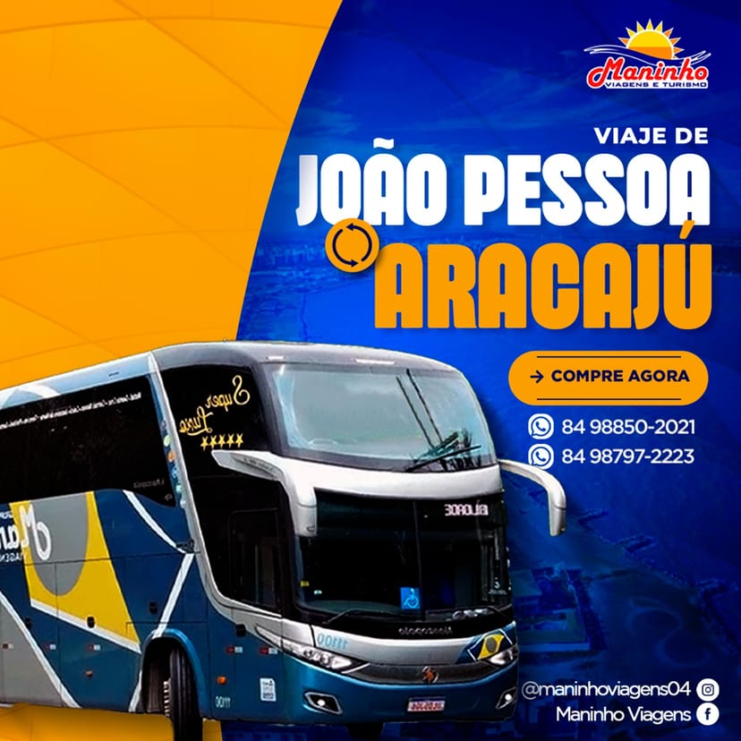 Viagem de ônibus João Pessoa - Aracaju - Maninho Viagens